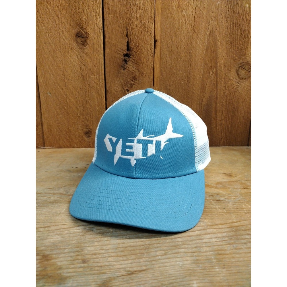 YETI Teal Tarpon Trucker Hat Cap Snapback Embroidered